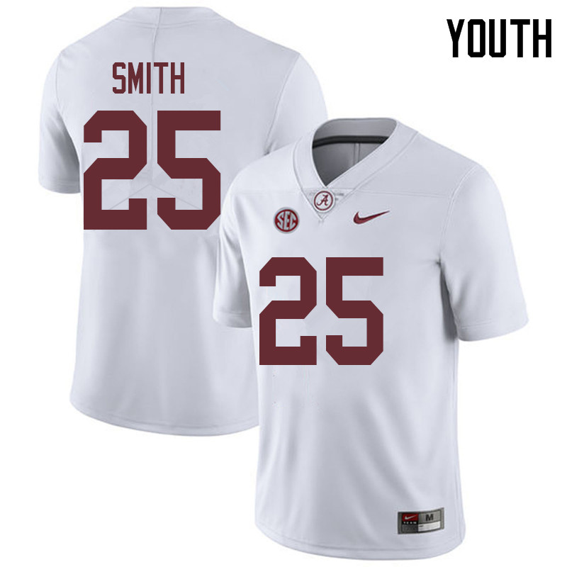 Youth #25 Eddie Smith Alabama Crimson Tide College Football Jerseys Sale-White